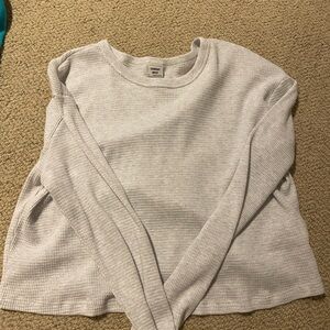 ARITZIA Cropped Grey Waffle Knit Top